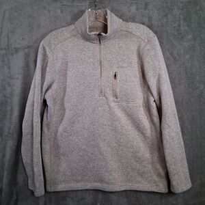 Eddie Bauer Quarter Zip Pullover Sweater Mens Medium Beige 63547